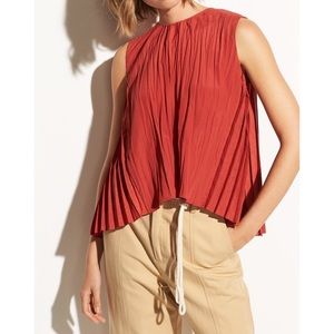 Vince Pleated Crinkled Shell Sleeveless Top